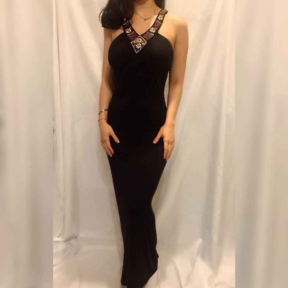 Beaded Black Maxi dress